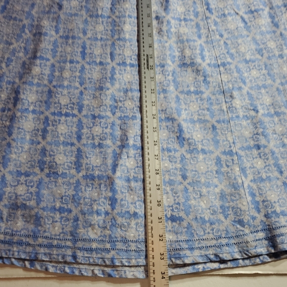 L.L. Bean 18 Petite Light Blue Printed A-Line Maxi Skirt - Picture 4 of 15